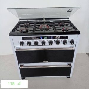 اجاق گاز 5 شعله صفحه لعاب فر دار کد 118